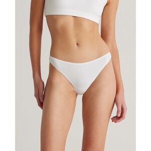 Quince Organic Cotton Thong Underwear White Small Stretch Panties 6 pack New